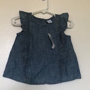 Chambray tank with ruffle detail baby